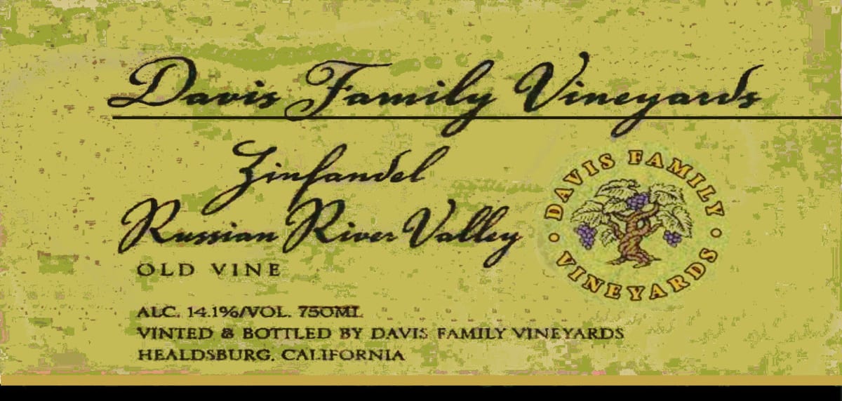 Davis Family Vineyards Old Vine Zinfandel 2001 Front Label