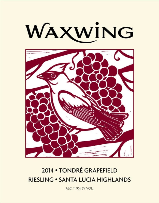 Waxwing Wines Tondre Grapefield Riesling 2014 Front Label