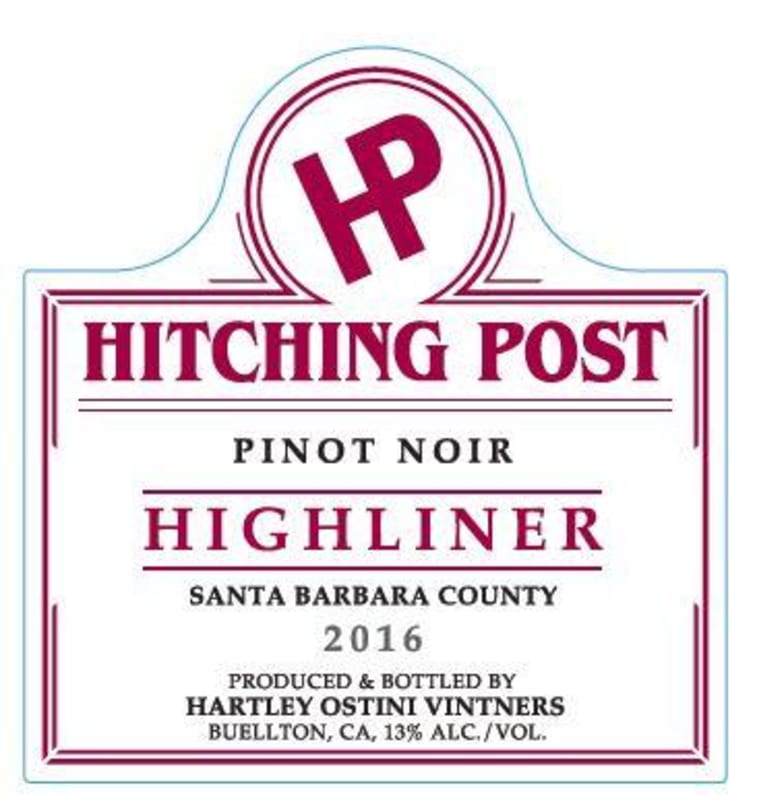 Hitching Post Highliner Pinot Noir 2016 Front Label