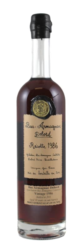 Delord Armagnac 1986 Front Bottle Shot