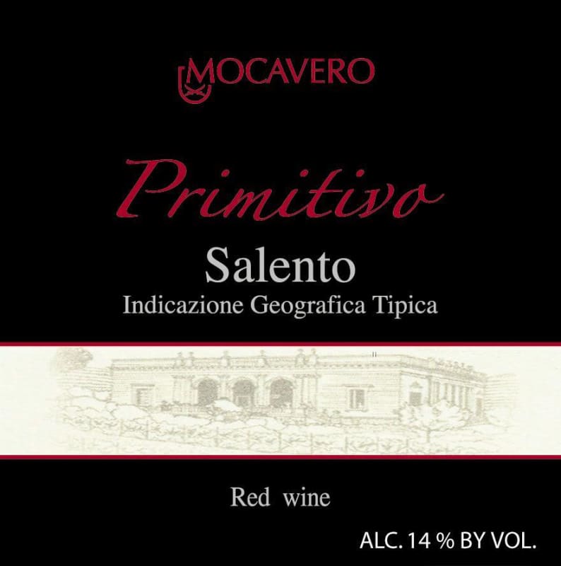 Mocavero Salento Primitivo 2015 Front Label