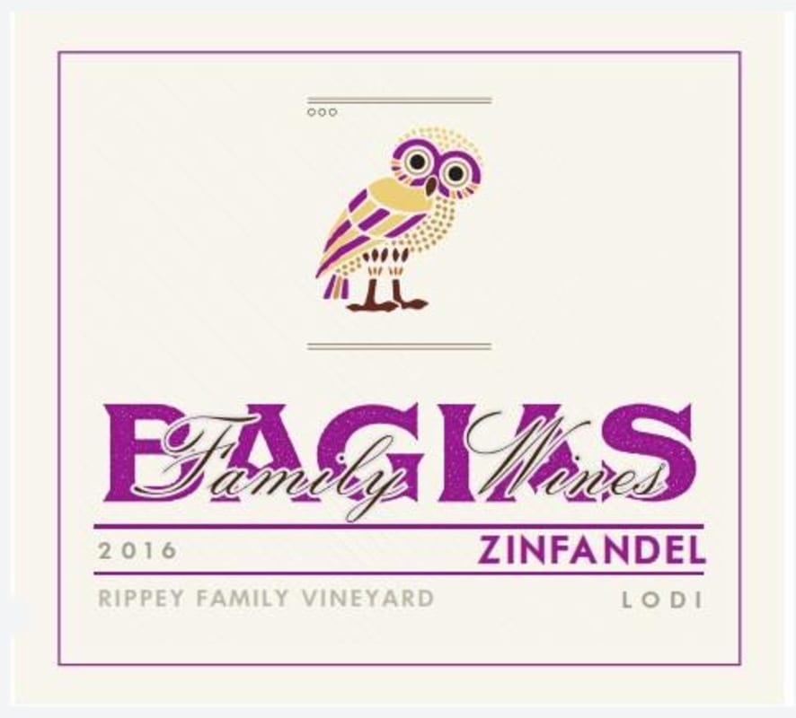 Bagias Rippey Family Vineyard Zinfandel 2016 Front Label