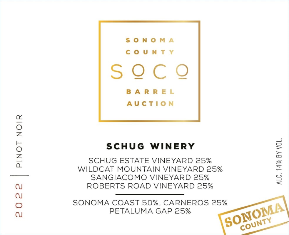 Schug Vierburgunder Pinot Noir (Sonoma Barrel Auction) 2022 Front Label