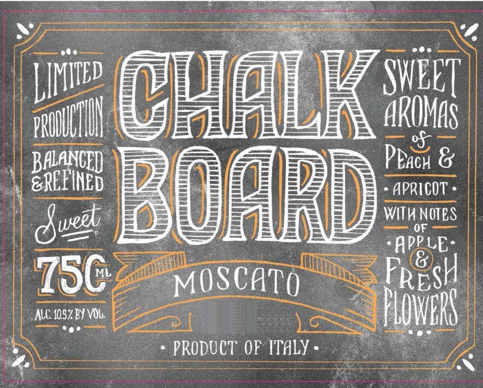 Chalkboard Moscato 2016 Front Label