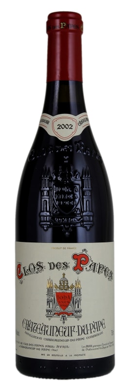 Clos des Papes Chateauneuf-du-Pape (stained label) 2002 Front Bottle Shot