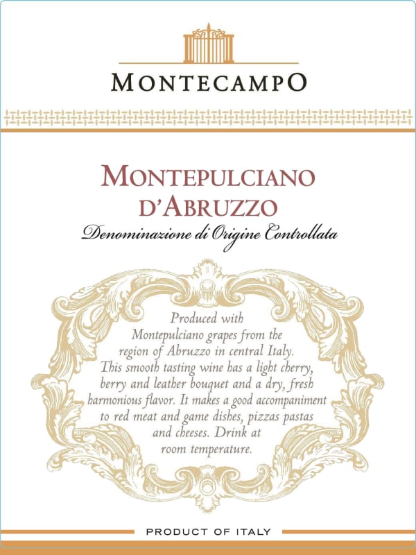 Montecampo Montepulciano d'Abruzzo 2015 Front Label
