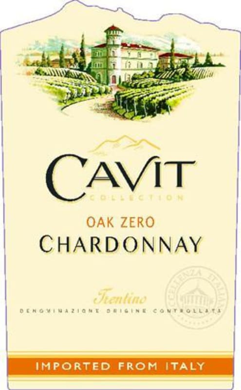 Cavit Oak Zero Chardonnay 2015 Front Label