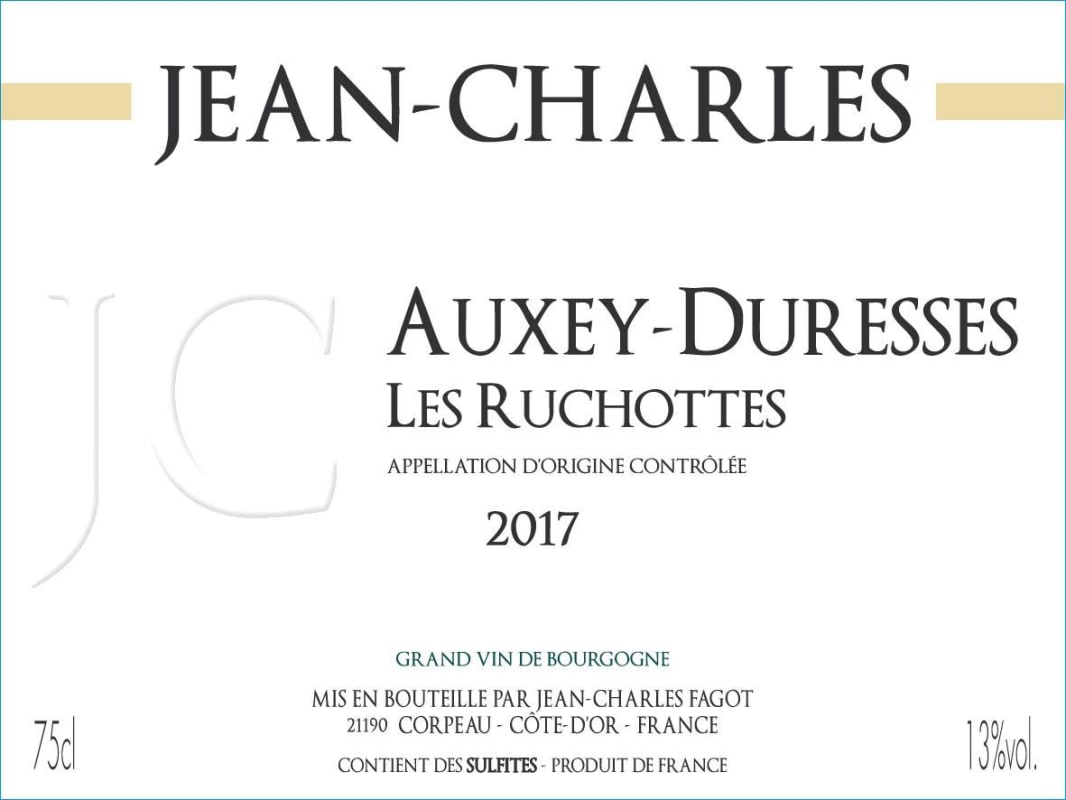 Domaine Jean-Charles Auxey-Duresses Les Ruchottes 2017 Front Label