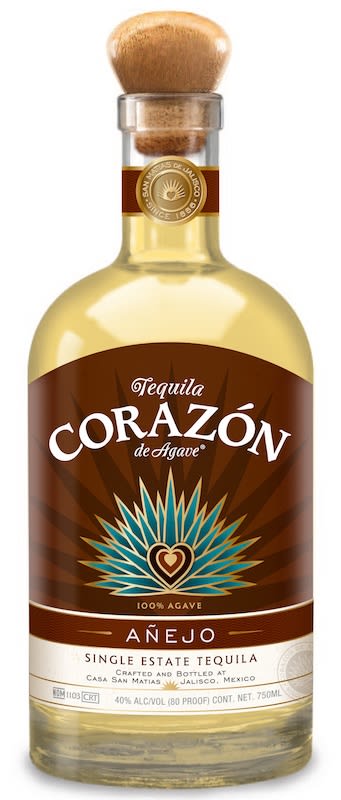 Corazon Single Estate Anejo Tequila Front Bottle Shot