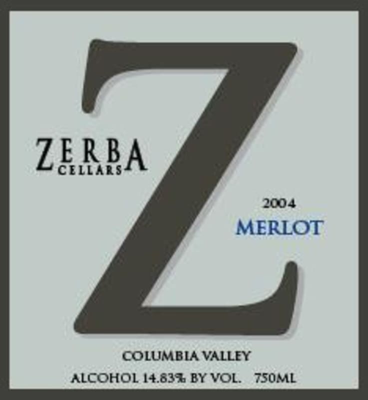 Zerba Cellars Merlot 2004 Front Label