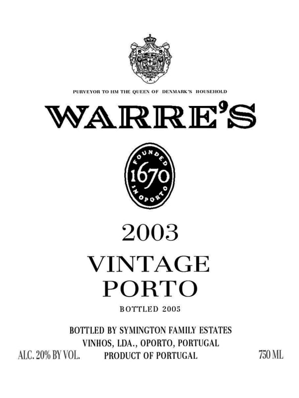 Warre's Vintage Port (375ML half-bottle) 2003 Front Label