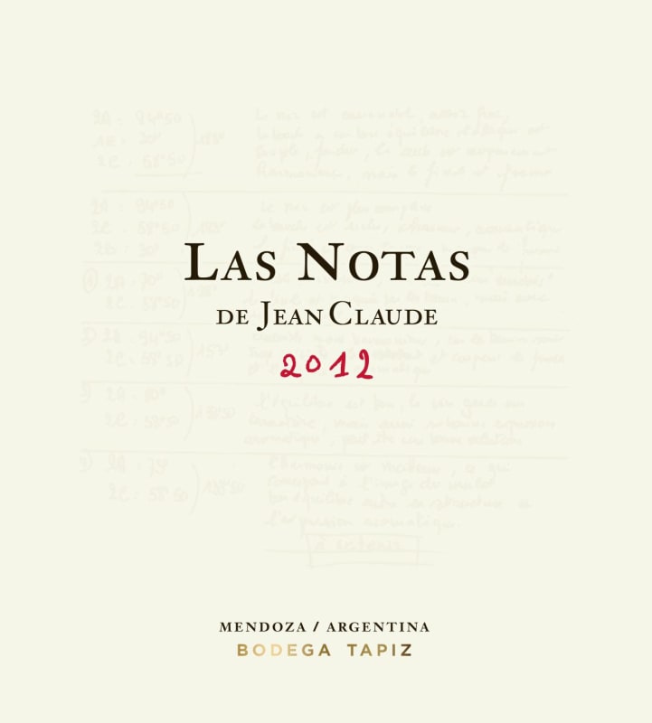 Tapiz Las Notas de Jean Claude 2012 Front Label