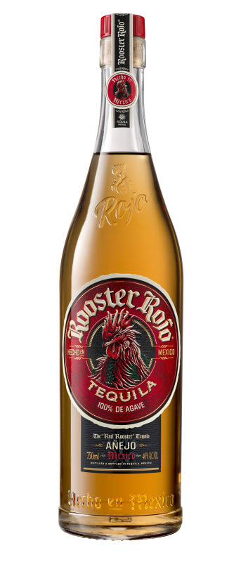 Rooster Rojo Tequila Anejo Front Bottle Shot