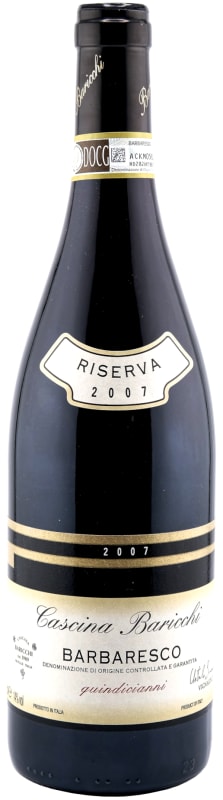 Cascina Baricchi Barbaresco Riserva Quindicianni 2007 Front Bottle Shot
