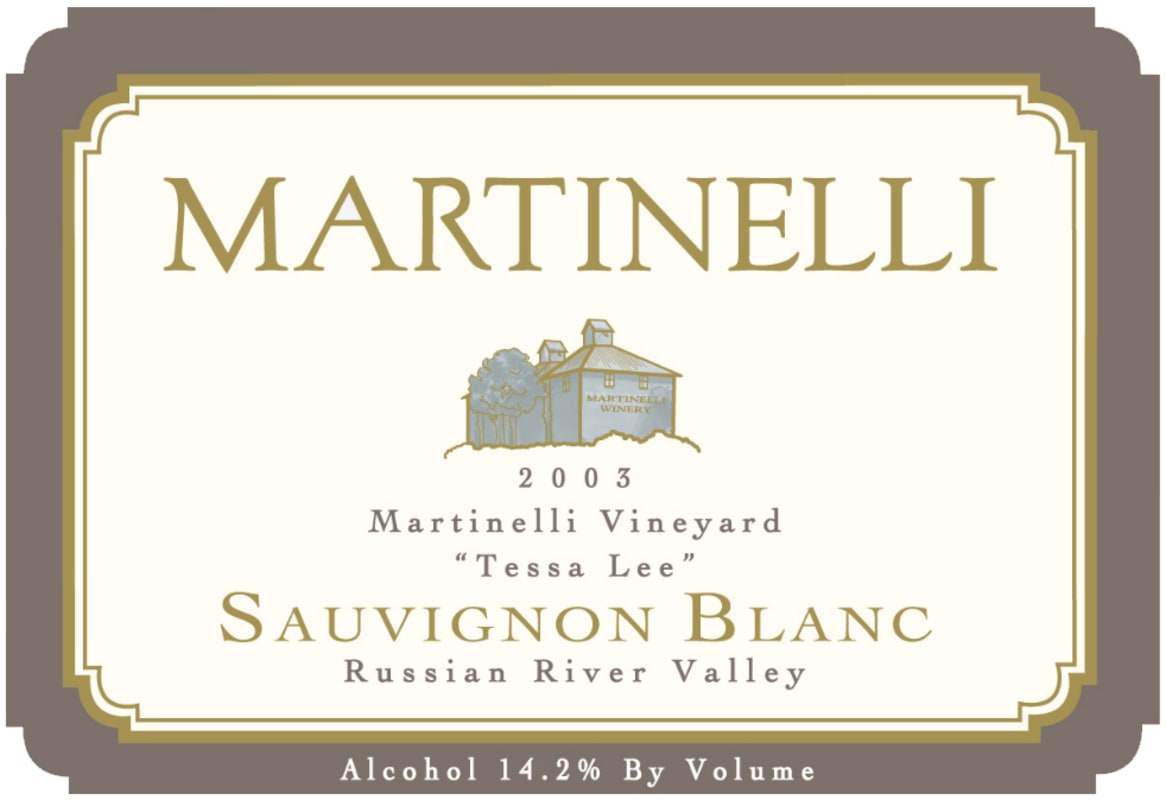 Martinelli Martinelli Vineyard Tessa Lee Sauvignon Blanc 2003 Front Label