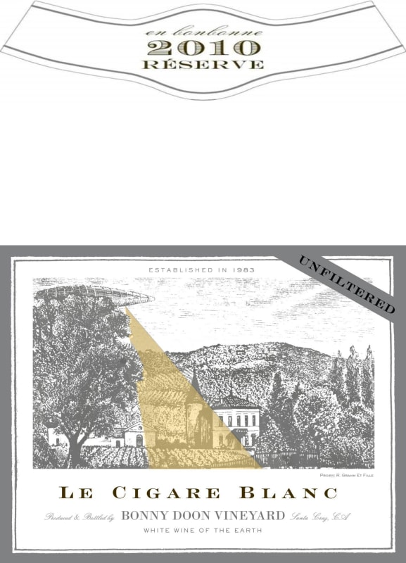 Bonny Doon Reserve en Bonbonne Le Cigare Blanc 2010 Front Label