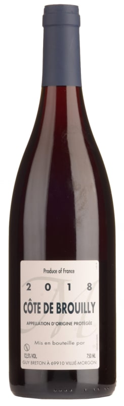 Guy Breton Cote-de-Brouilly 2018 Front Bottle Shot