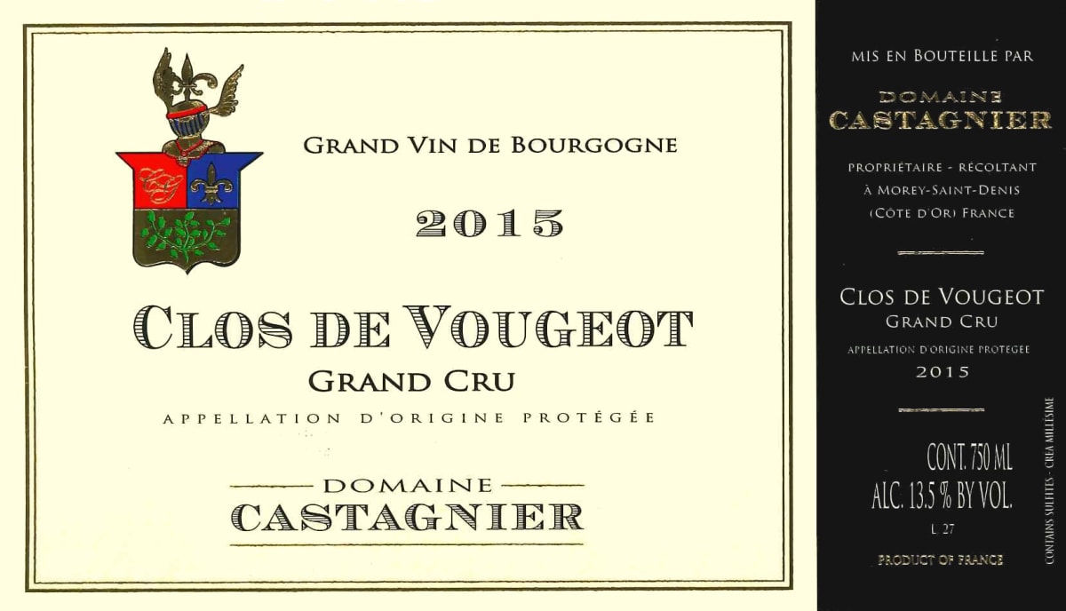 Domaine Castagnier Clos Vougeot Grand Cru 2015 Front Label