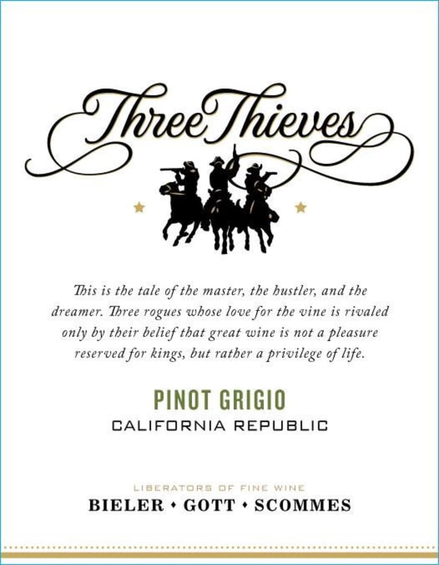 Three Thieves Pinot Grigio 2014 Front Label