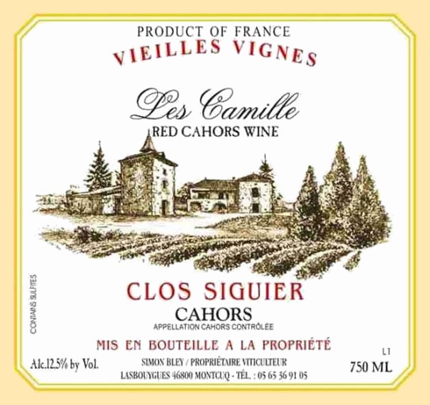 Clos Siguier Les Camille Vieilles Vignes Malbec 2015 Front Label