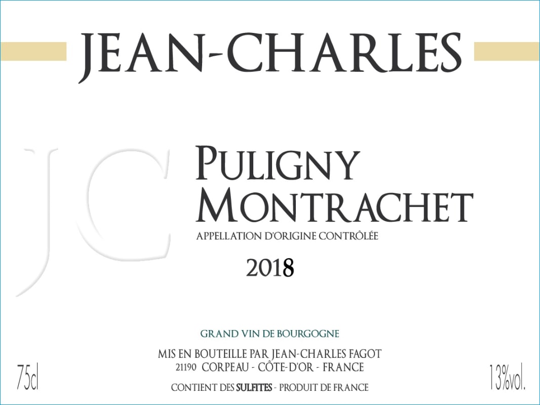 Domaine Jean-Charles Puligny-Montrachet 2018 Front Label