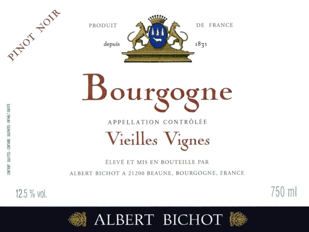 Albert Bichot Bourgogne Vieilles Vignes Pinot Noir 2008 Front Label