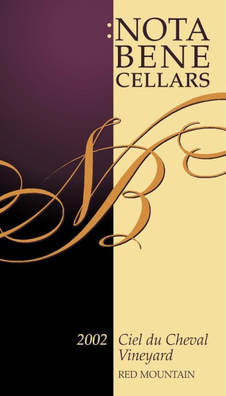 Nota Bene Cellars Ciel du Cheval Vineyard 2002 Front Label