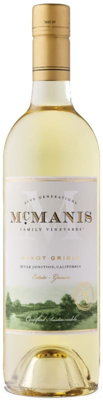 McManis Family Vineyards Pinot Grigio 2020 Front Bottle Shot