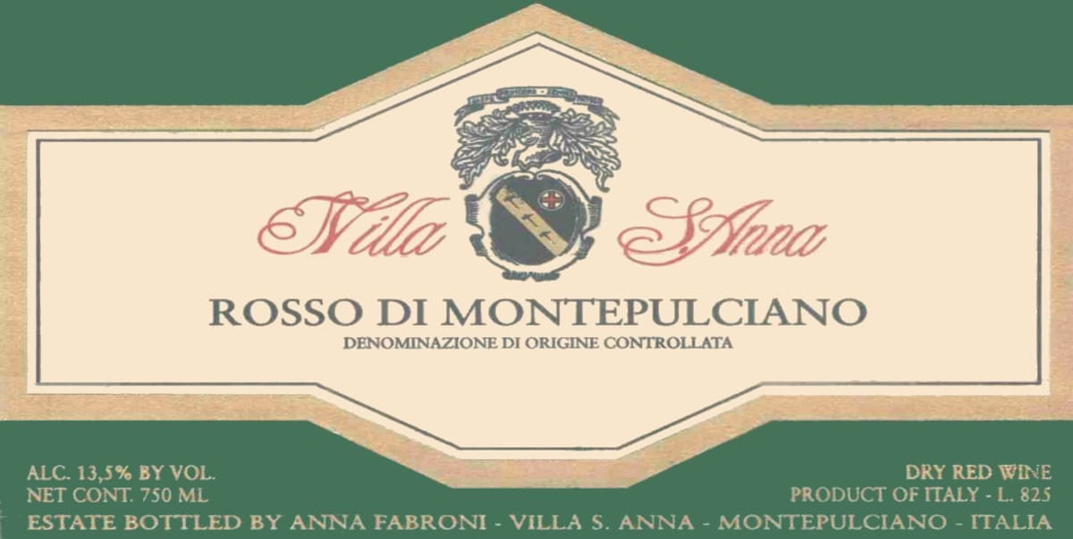 Villa Sant'Anna Rosso di Montepulciano 2013 Front Label