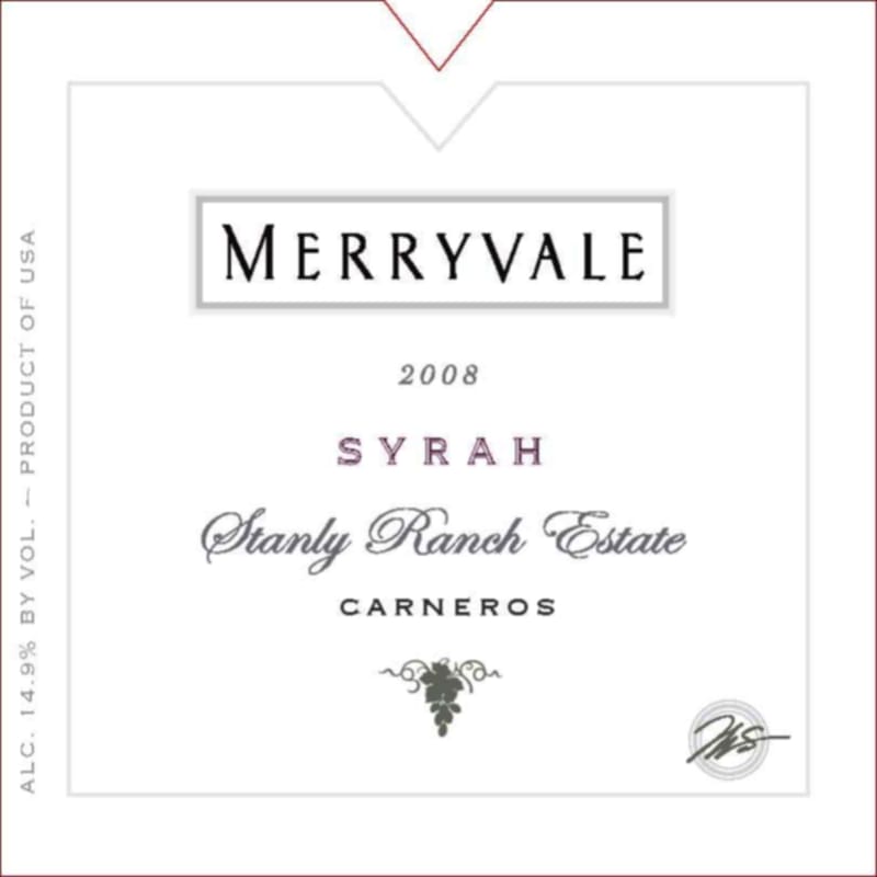 Merryvale Stanley Ranch Estate Syrah 2008 Front Label