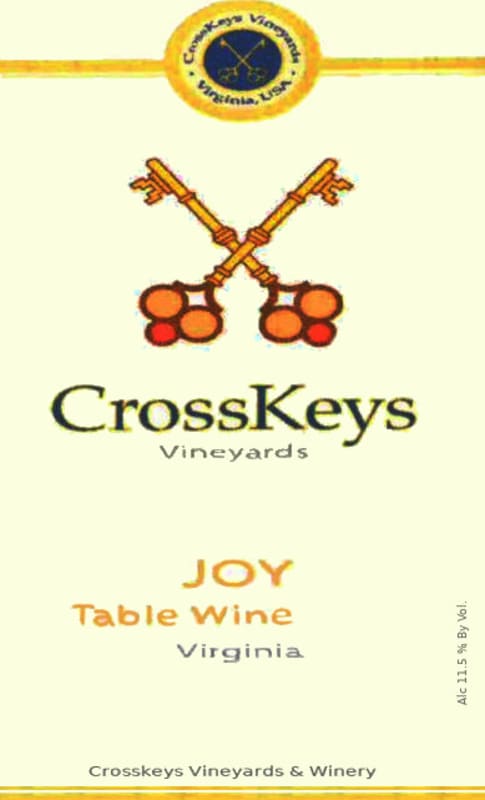 CrossKeys Vineyards Joy White 2010 Front Label