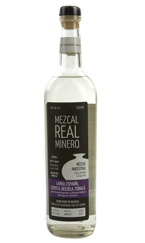 Real Minero Largo Espadin Coyota Becuela Tobala Mezcal Front Bottle Shot