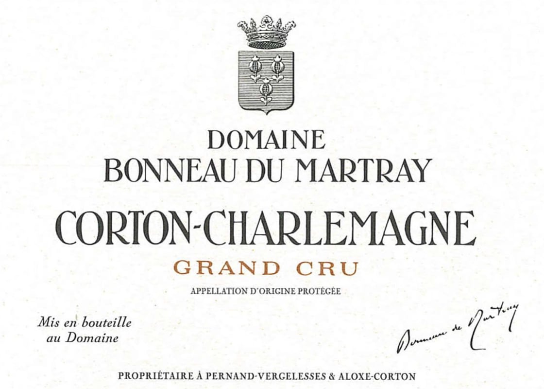 Bonneau du Martray Corton Charlemagne Grand Cru (375ML half-bottle) 2018 Front Label