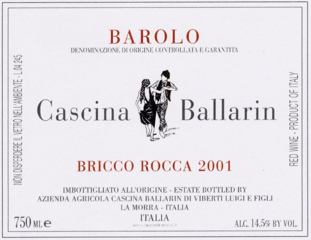 Cascina Ballarin Barolo Bricco Rocca 2001 Front Label