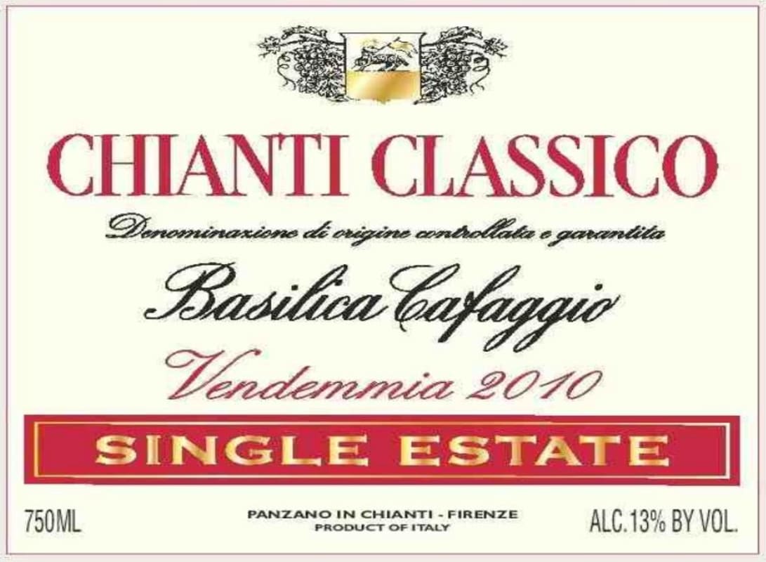 Cafaggio Chianti Classico Basilica Cafaggio Single Estate 2010 Front Label