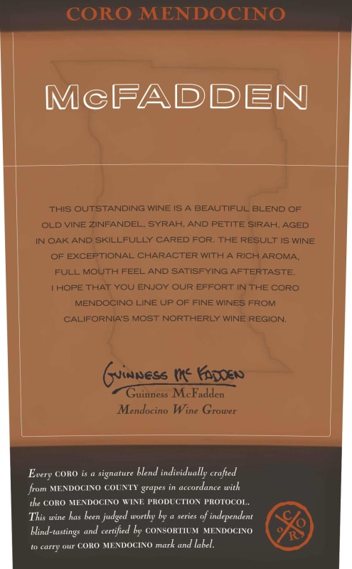 McFadden Coro Mendocino Red 2012 Front Label