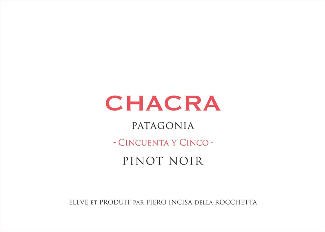 Bodega Chacra Cincuenta y Cinco Pinot Noir (chipped wax capsule) 2023 Front Label