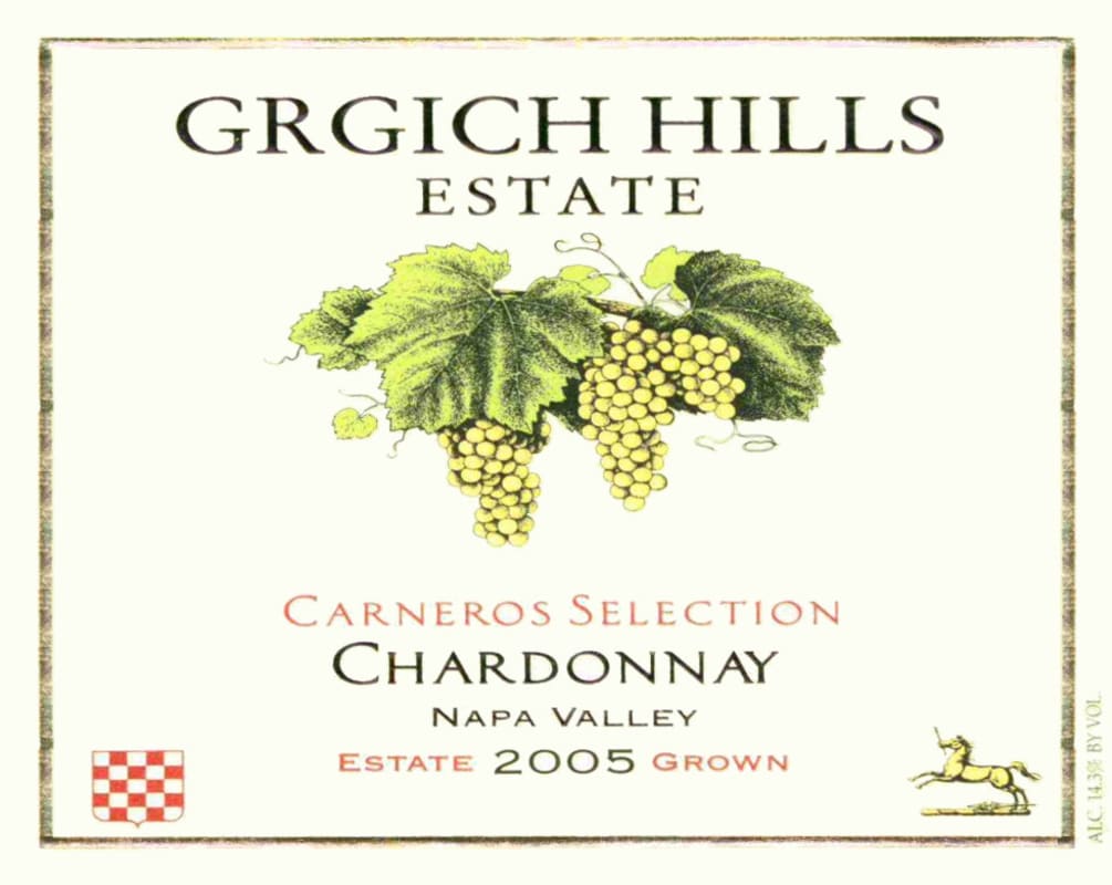 Grgich Hills Estate Carneros Selection Chardonnay 2005 Front Label