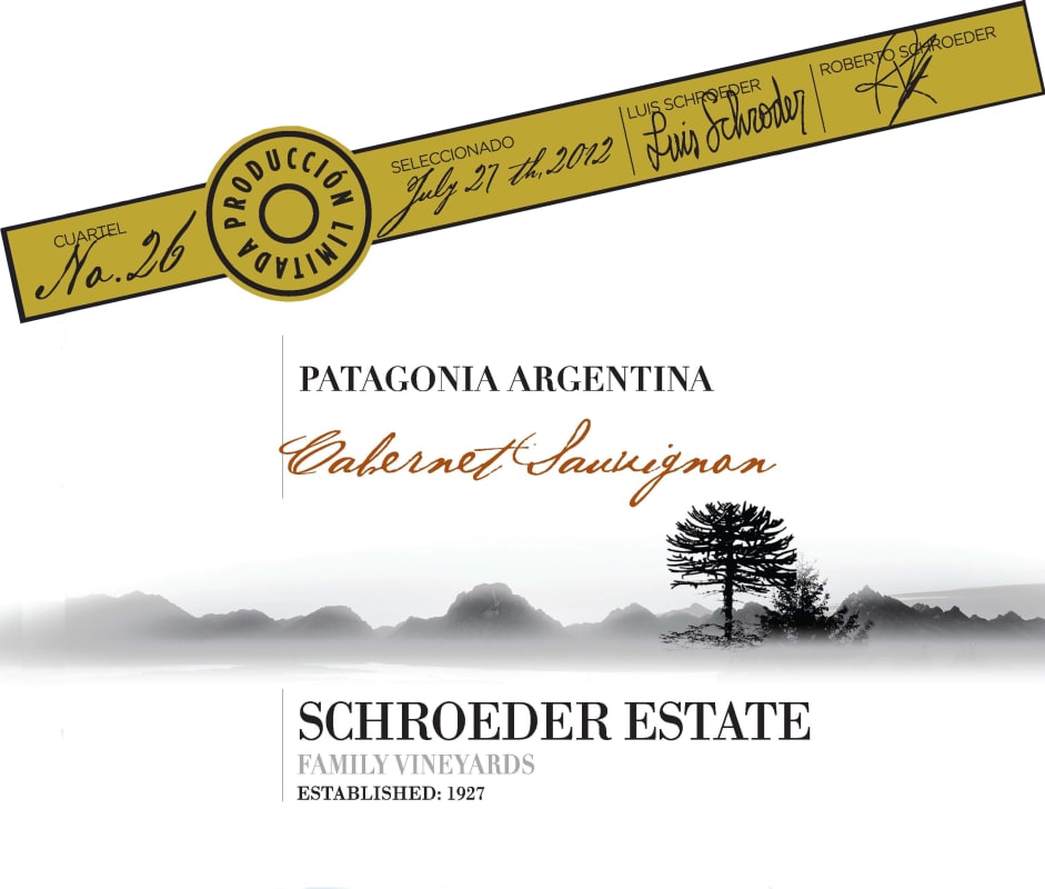 Familia Schroeder Patagonia Cabernet Sauvignon 2014 Front Label