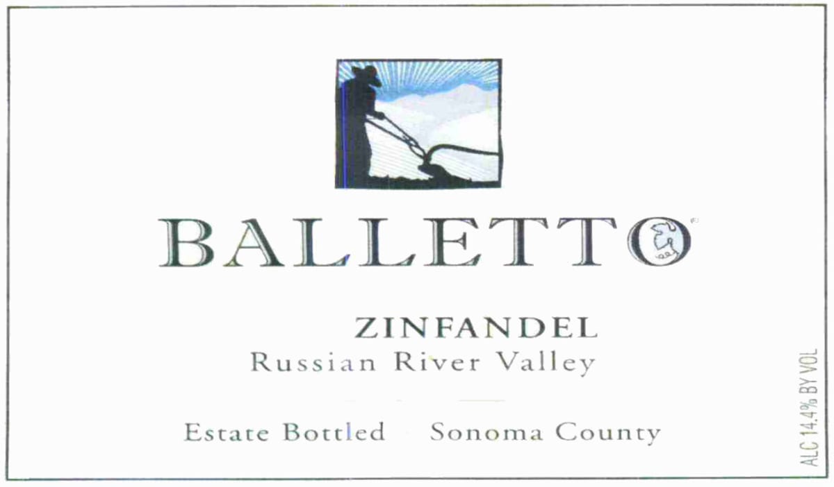 Balletto Winery Zinfandel 2010 Front Label