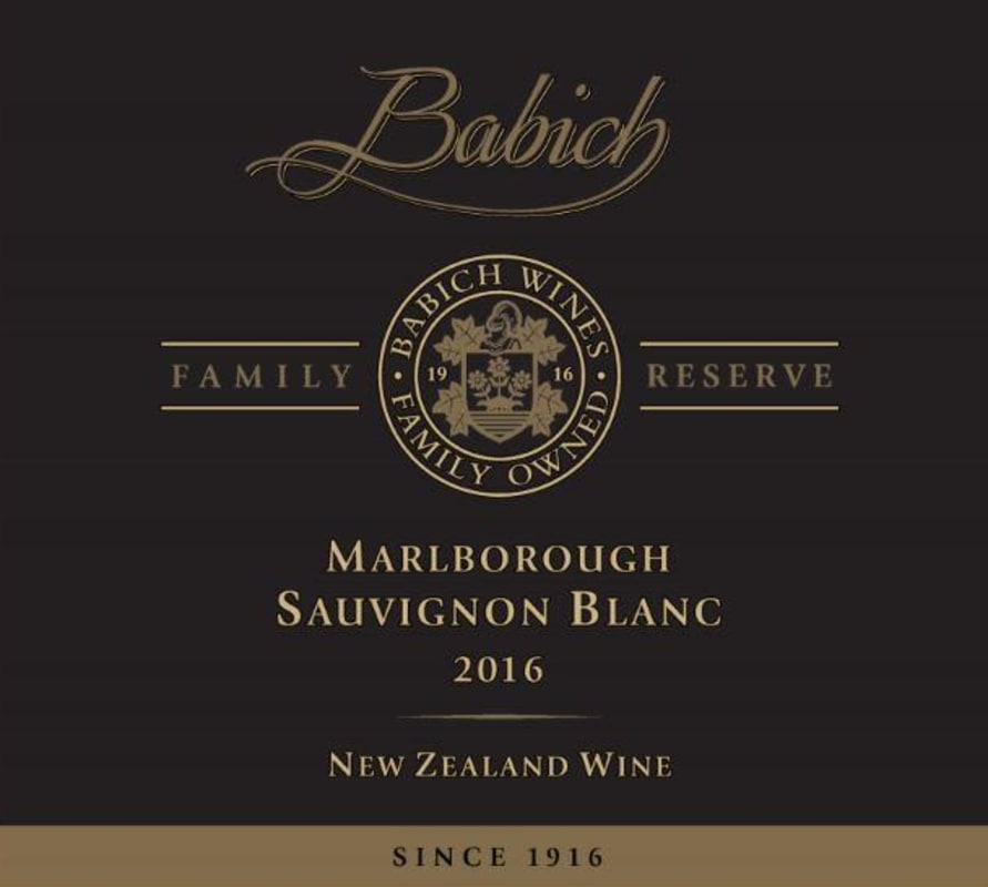 Babich Family Reserve Sauvignon Blanc 2016 Front Label