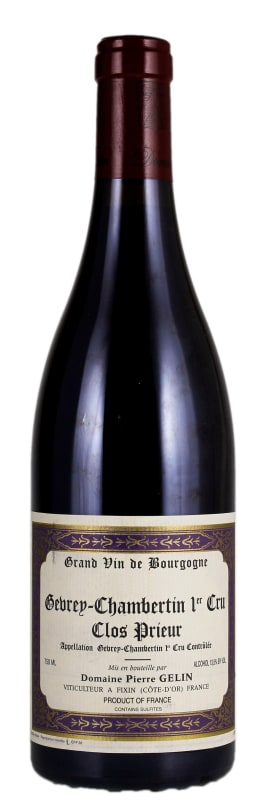 Pierre Gelin Gevrey-Chambertin Clos Prieur Premier Cru 2017 Front Bottle Shot