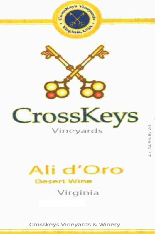 CrossKeys Vineyards Ali d'Oro 2011 Front Label