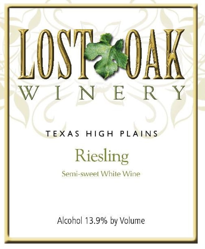 Lost Oak Winery Semi Sweet Riesling 2014 Front Label