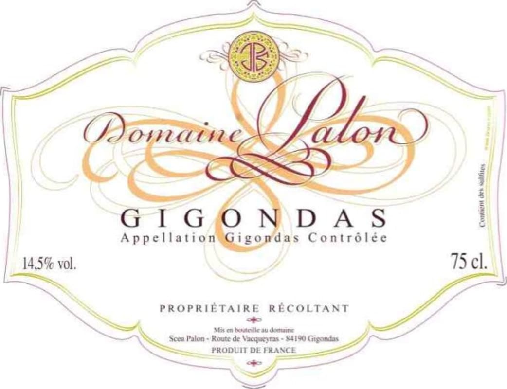 Domaine Palon Gigondas 2015 Front Label