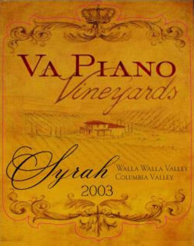 Va Piano Columbia Valley Syrah 2003 Front Label