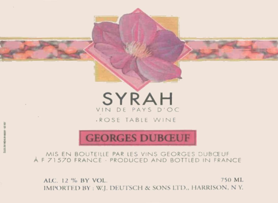 Duboeuf Rose Syrah 2015 Front Label