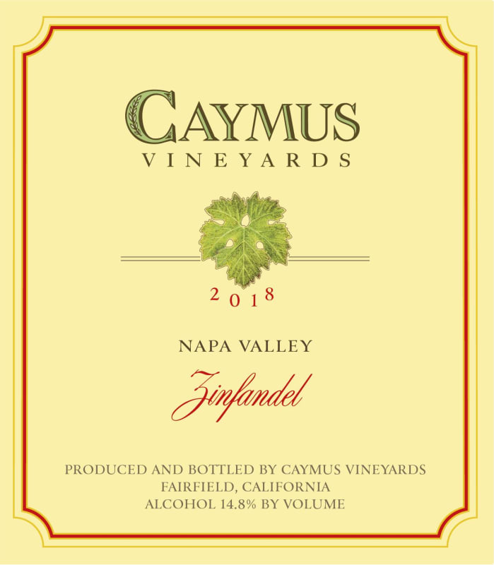Caymus Zinfandel 2018 Front Label