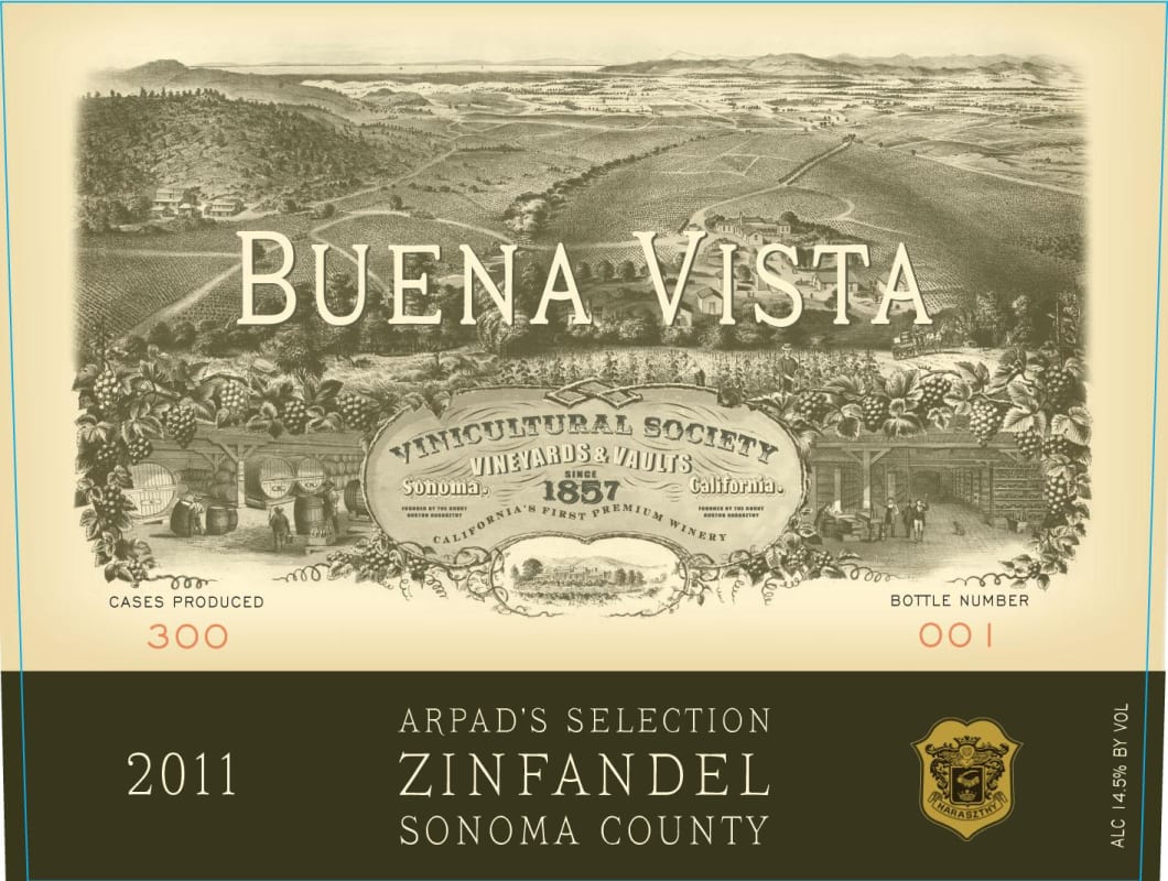 Buena Vista Vinicultural Society Arpad's Selection Zinfandel 2011 Front Label