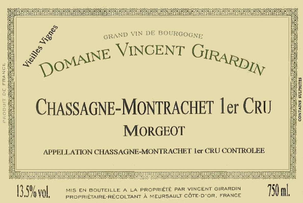 Vincent Girardin Chassagne-Montrachet Morgeot Vieilles Vignes Premier Cru 2007 Front Label